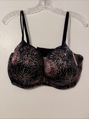 Black Firework Victoria’s Secret Bra 38DD NWT New Tags Rhinestone Jewel Summer